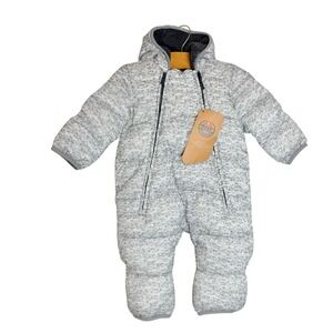 Baby Gap P.U.R.E. PrimaLoft Snowsuit Gray White Marled Puffer Hooded 0-6 Months
